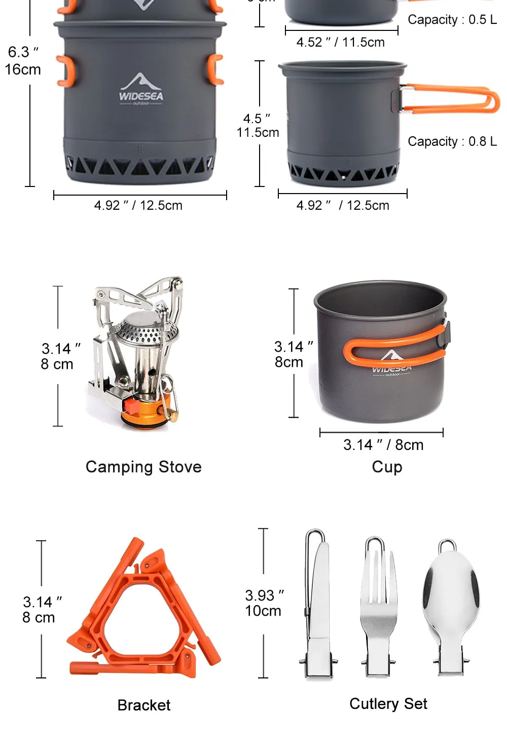 Camping Ultra-light Cookware Pots Set Gas Burner Stove Cook Cup