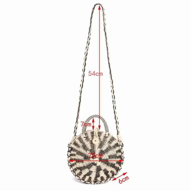 Chic Handmade Paper Rattan Woven Round Handbag