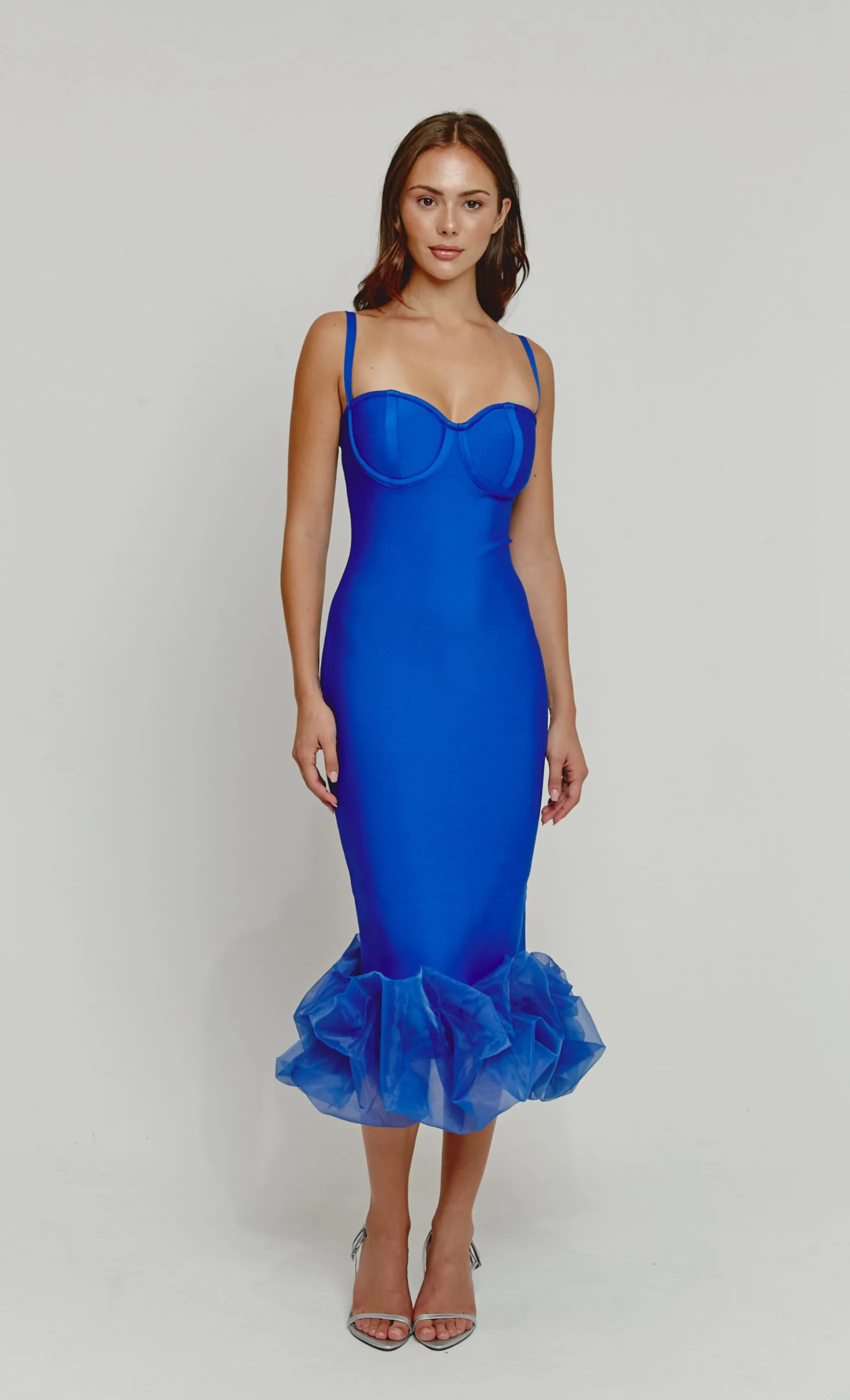 Cobalt Bandage Organza Detail Dress