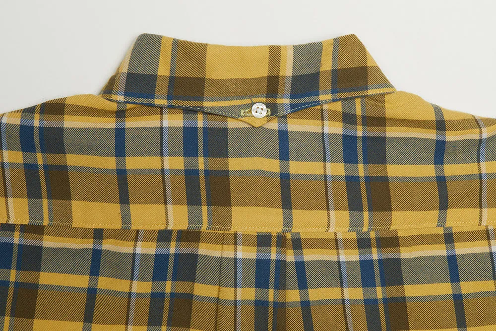 Convertible Collar Button-down Shirt (Yellow x Navy)