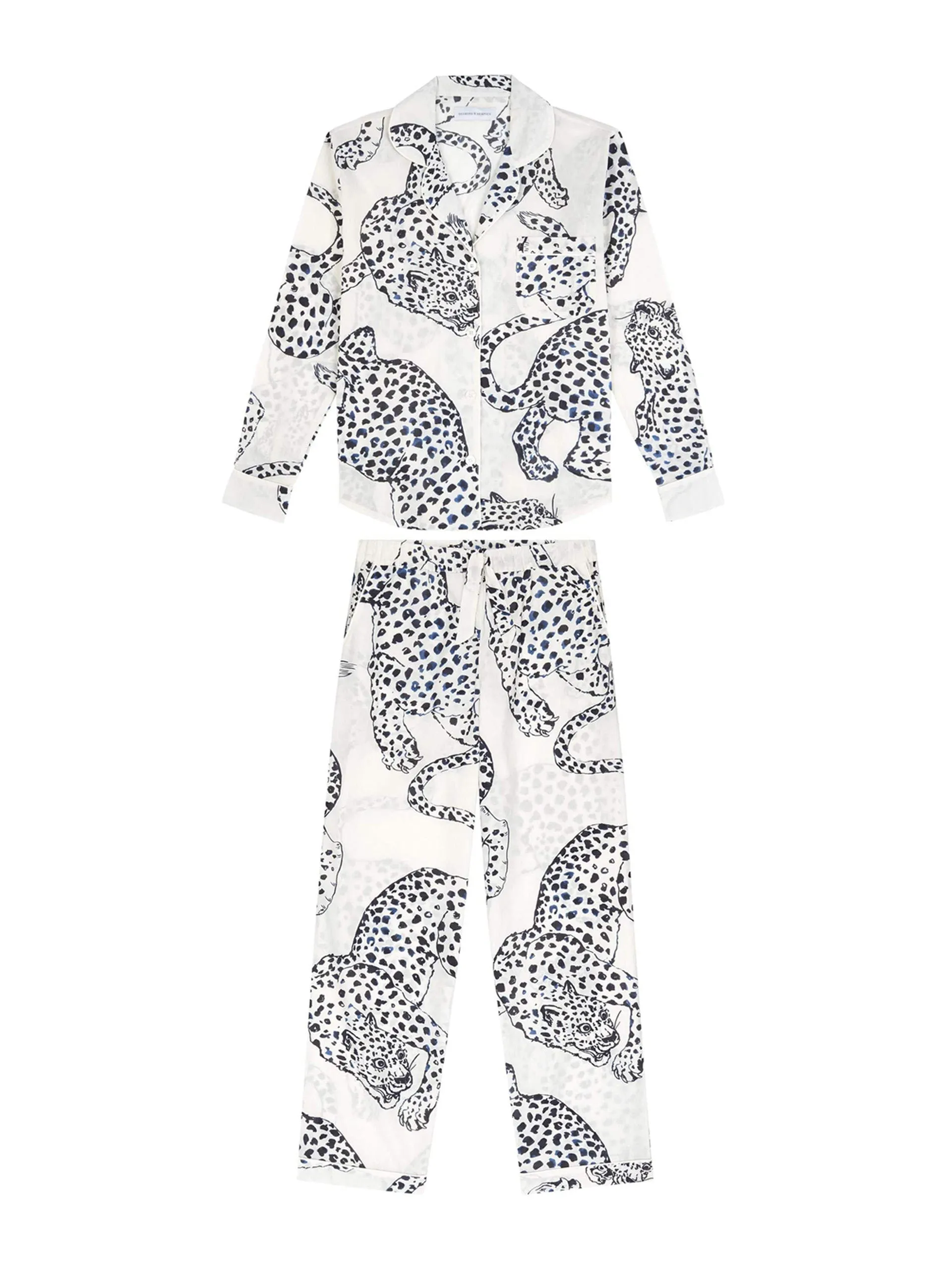 Cream The Jag print silk long pyjama set