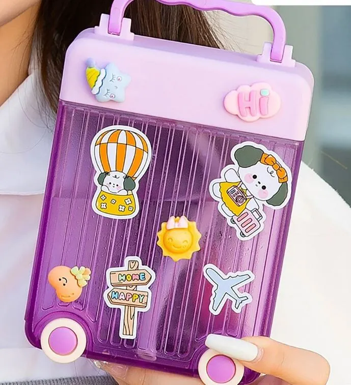 Cute Suit Case Water Bottle With Wheels For Kids-Random Color-1PC-BY APT