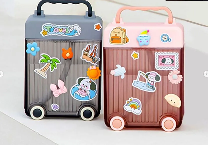 Cute Suit Case Water Bottle With Wheels For Kids-Random Color-1PC-BY APT