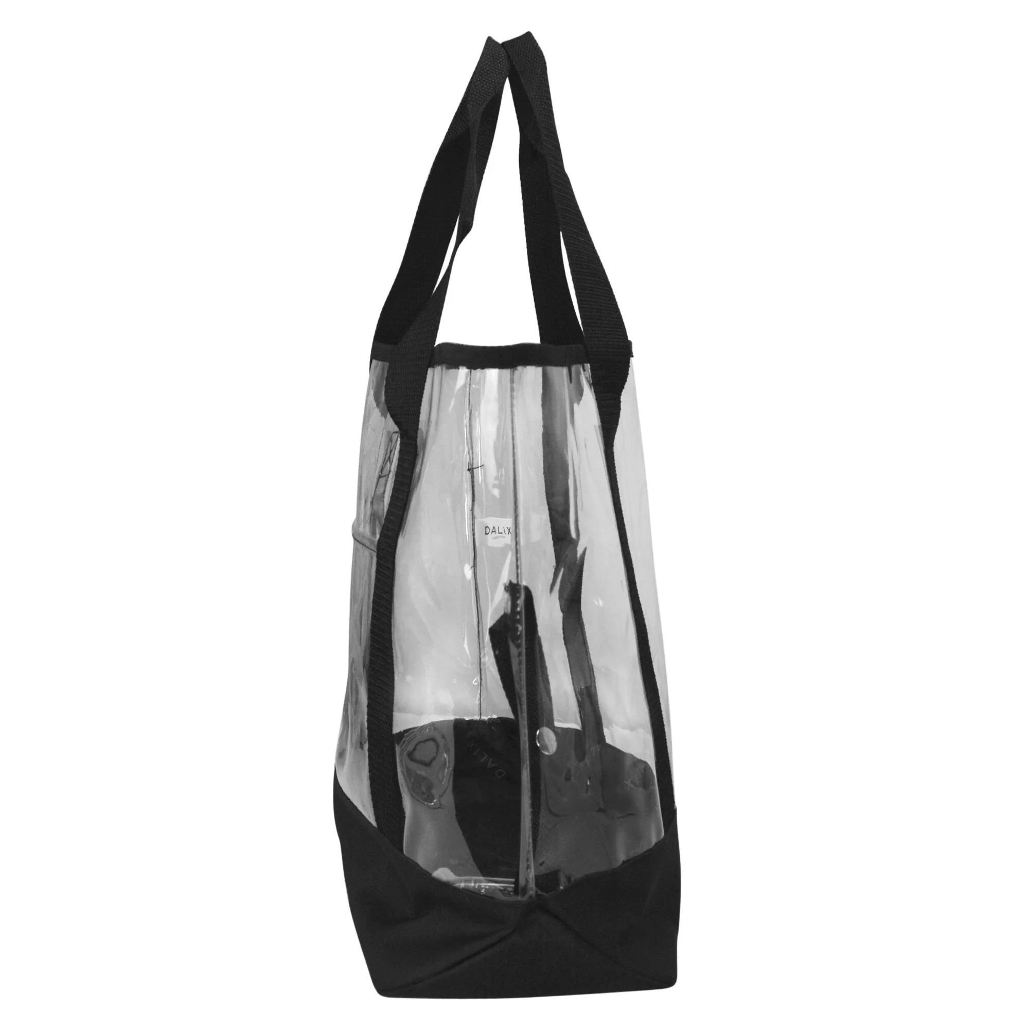 Dalix 20" Clear Handbag Shopping Tote with Small Bonus Pouch (Transparent)