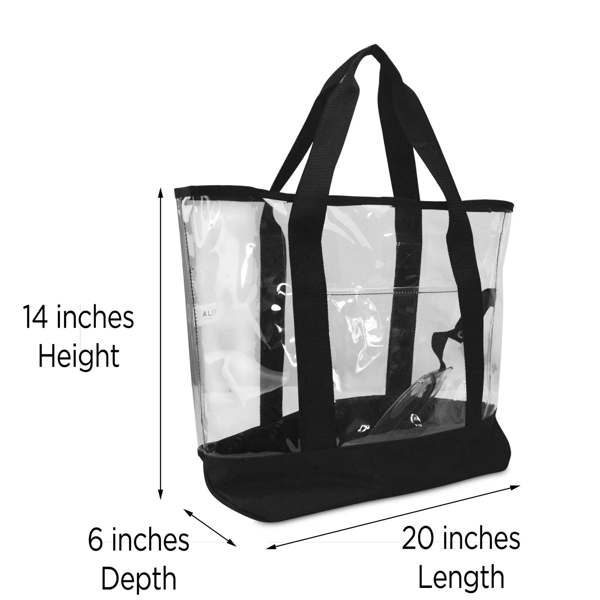 Dalix 20" Clear Handbag Shopping Tote with Small Bonus Pouch (Transparent)