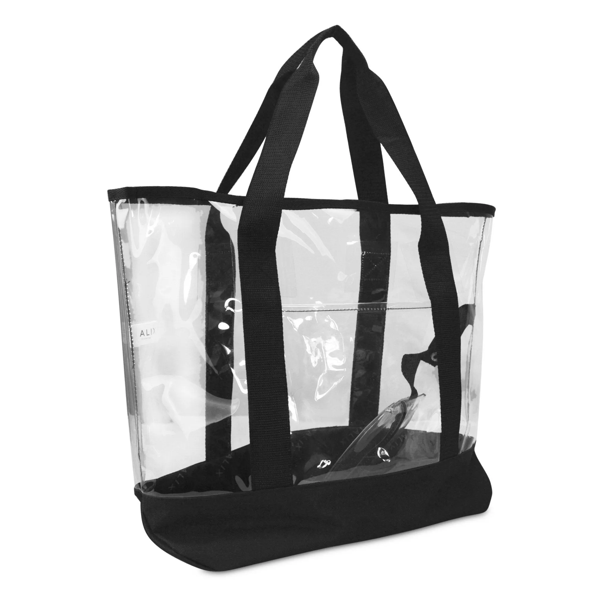 Dalix 20" Clear Handbag Shopping Tote with Small Bonus Pouch (Transparent)