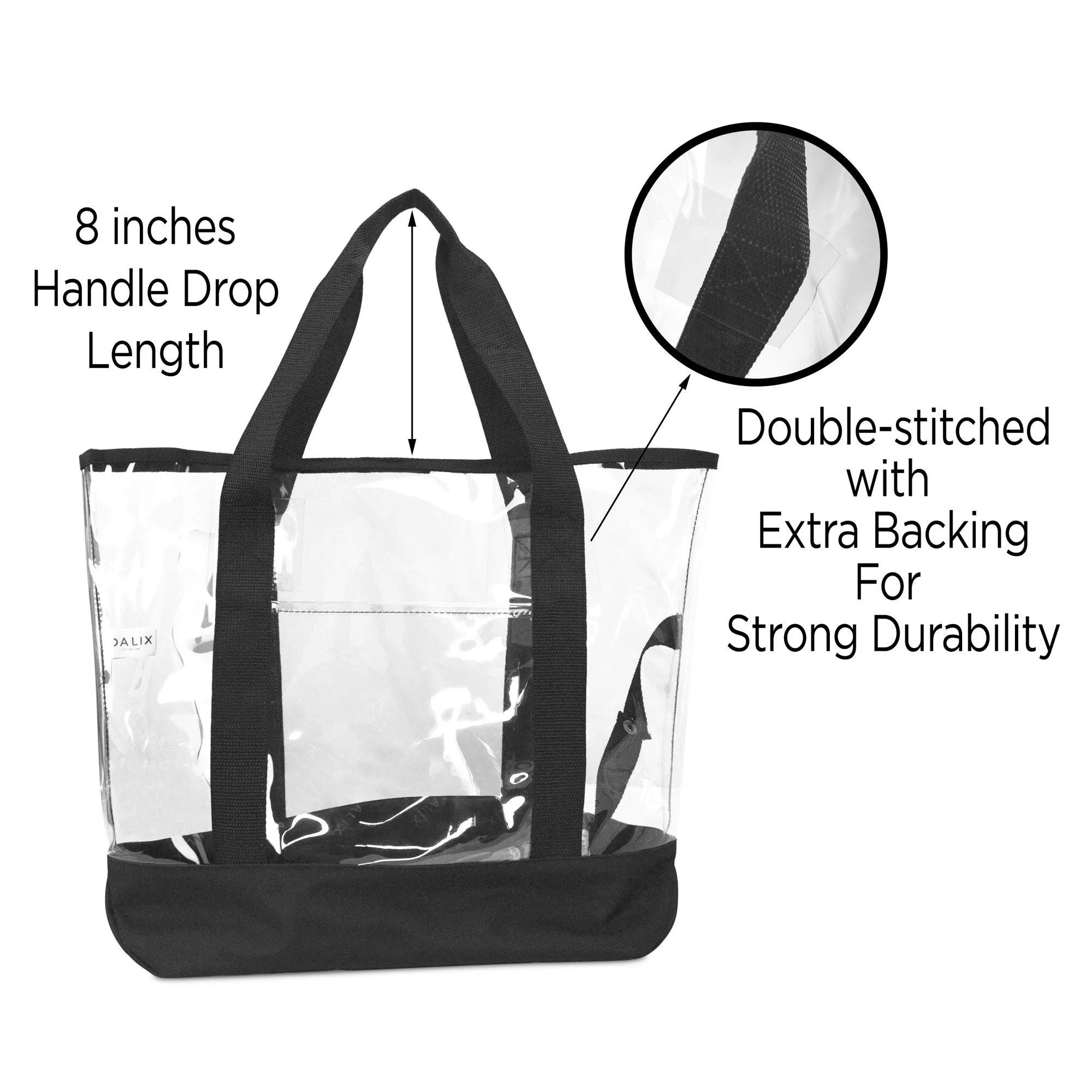 Dalix 20" Clear Handbag Shopping Tote with Small Bonus Pouch (Transparent)