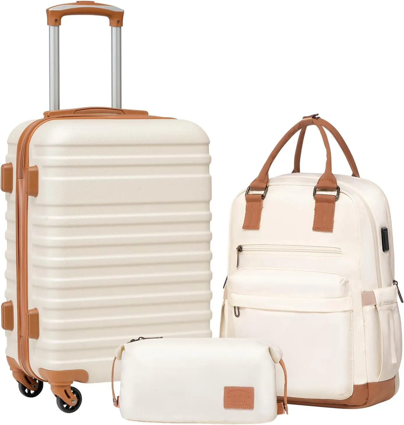 Destiny Travel Dufflel, Carryon 3pc Luggage White Suitcase Set