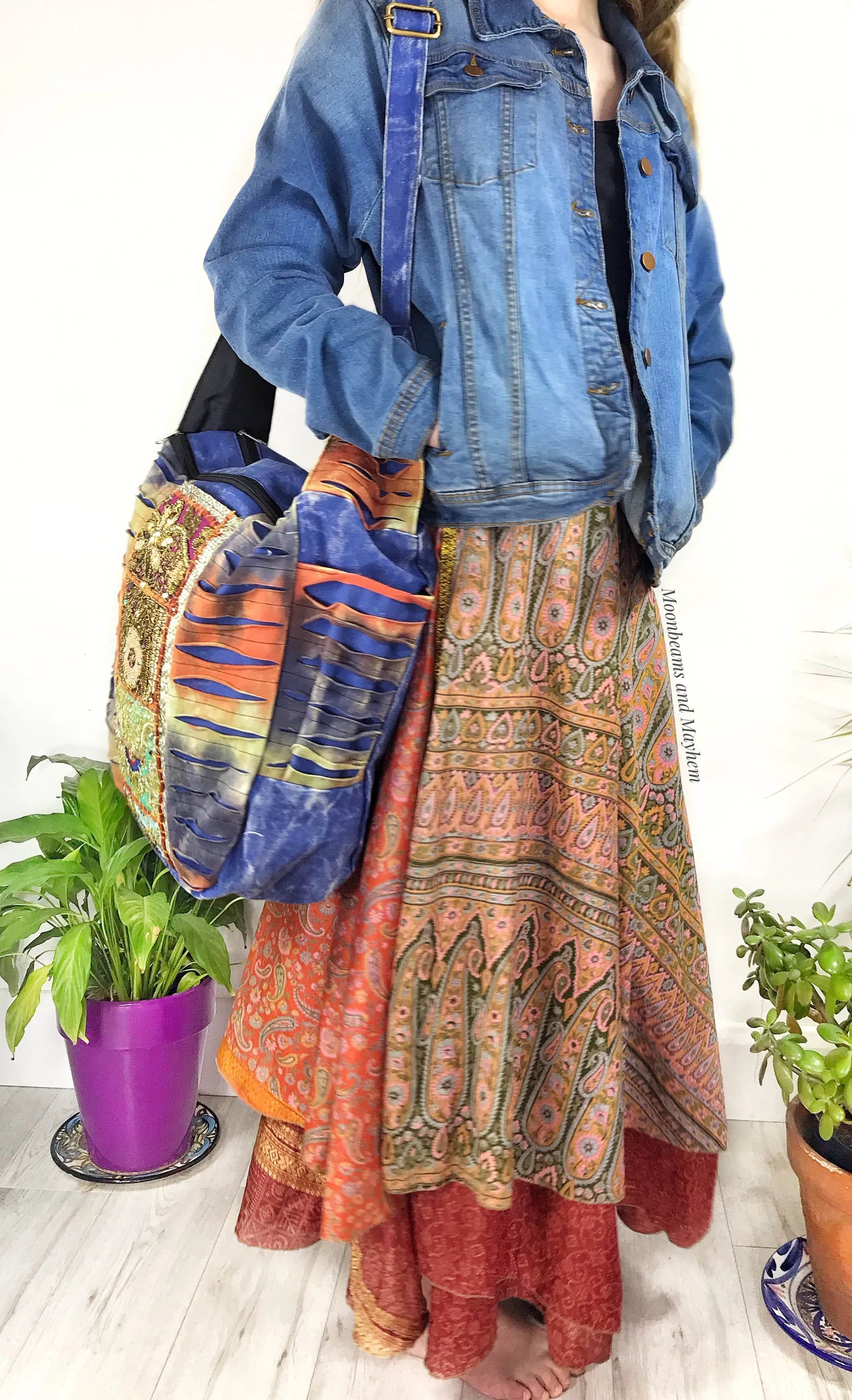 DIVINE DENIM BLUE NEW AGE OVERSIZED TOTE / SHOULDER BAG