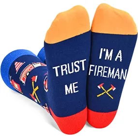 Firefighter Gifts for Men, Cool Fireman Socks, Fire Dept Gifts, Fire Chief Gifts, Gift for Fire Fighters and Retired Firefighters, Flame Socks Fire Socks