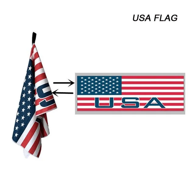 Flag Printing Waffle Weave Microfiber Golf Ball Club Cleaning Cotton Towel