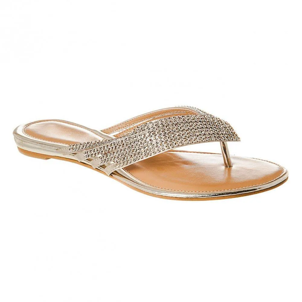 Flat Toe Post Diamante Sandal