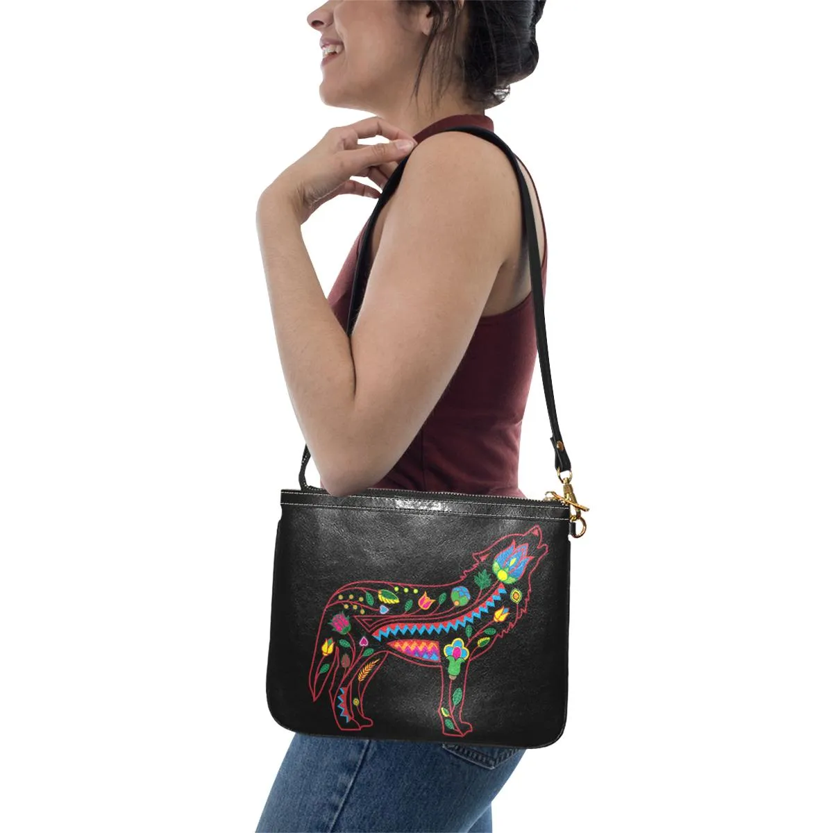 Floral Wolf Small Shoulder Bag