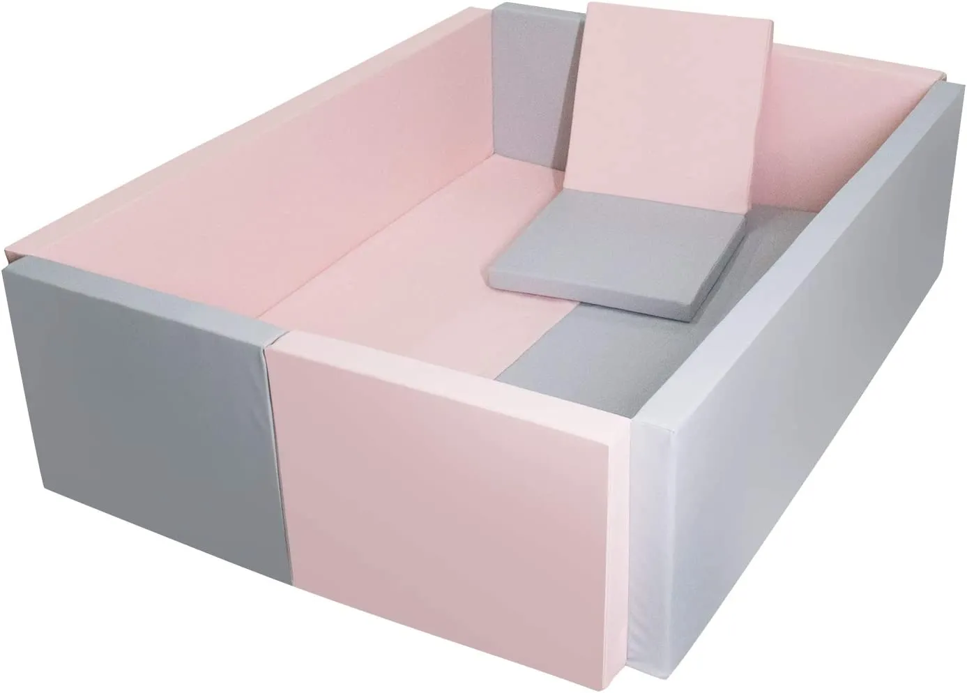 Foldable Ball Pit for Kids - Pink and Grey Soft Foam Play Fence