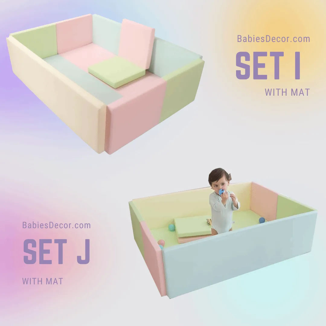 Foldable Ball Pit for Kids - Pink and Grey Soft Foam Play Fence