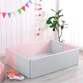 Foldable Ball Pit for Kids - Pink and Grey Soft Foam Play Fence