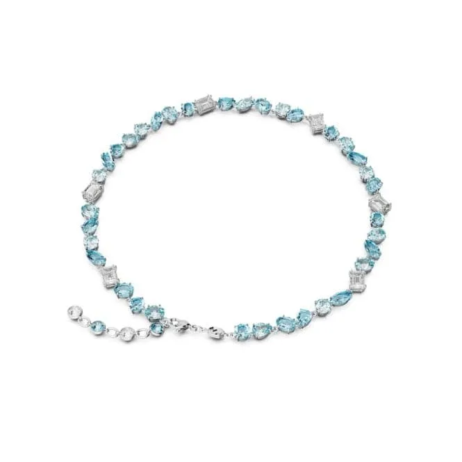 Gema Mixed Cuts Blue Rhodium Plated Necklace 5666007