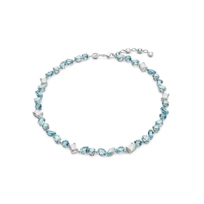 Gema Mixed Cuts Blue Rhodium Plated Necklace 5666007