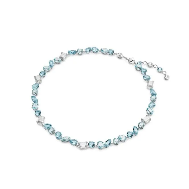 Gema Mixed Cuts Blue Rhodium Plated Necklace 5666007