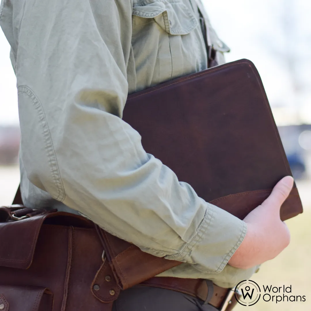 Genuine Full Grain Leather Padfolio / Portfolio by World Orphans - Chocolate Leather