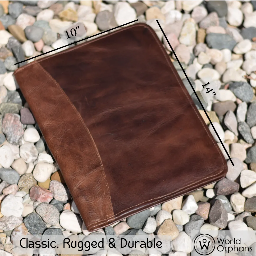 Genuine Full Grain Leather Padfolio / Portfolio by World Orphans - Chocolate Leather