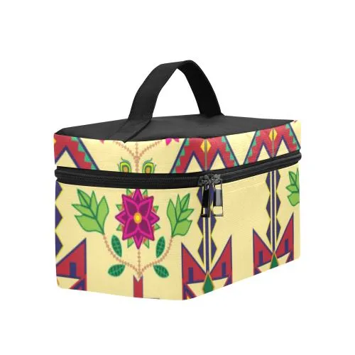 Geometric Floral Spring-Vanilla Cosmetic Bag/Large