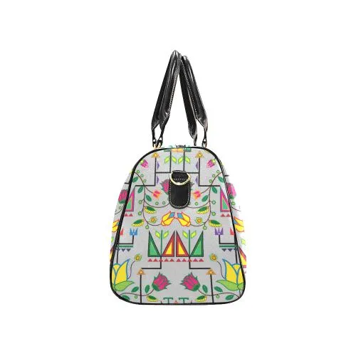 Geometric Floral Summer-Gray Waterproof Travel Bag