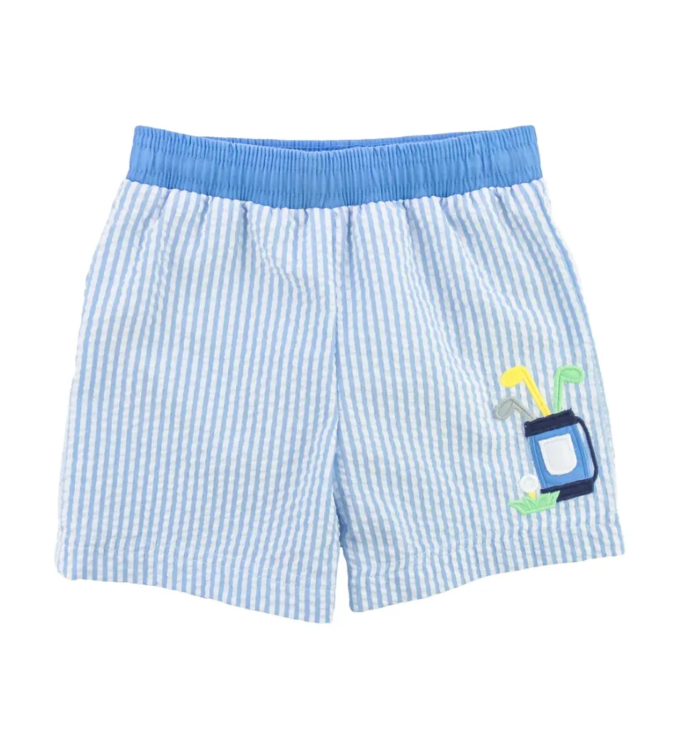 Golf Bag Seersucker Swim Trunks