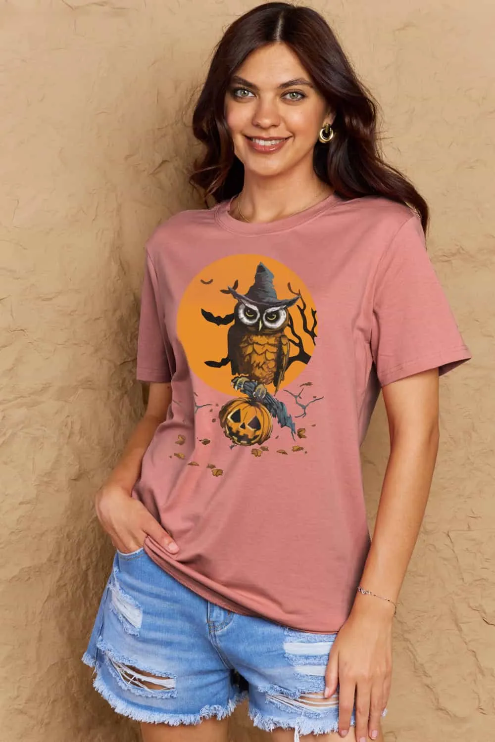 Halloween Theme Graphic Cotton T-Shirt