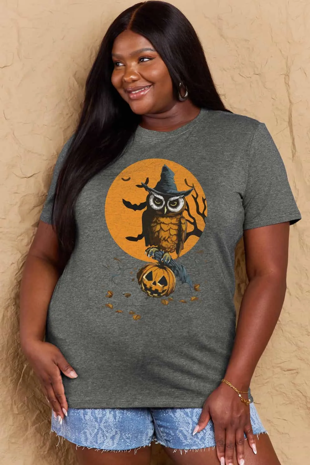 Halloween Theme Graphic Cotton T-Shirt