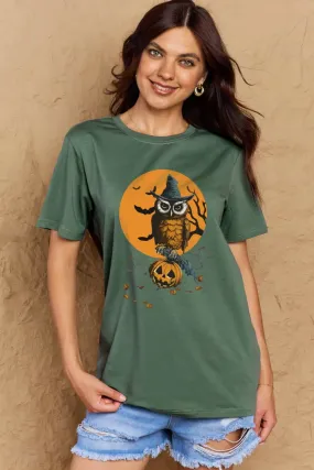 Halloween Theme Graphic Cotton T-Shirt