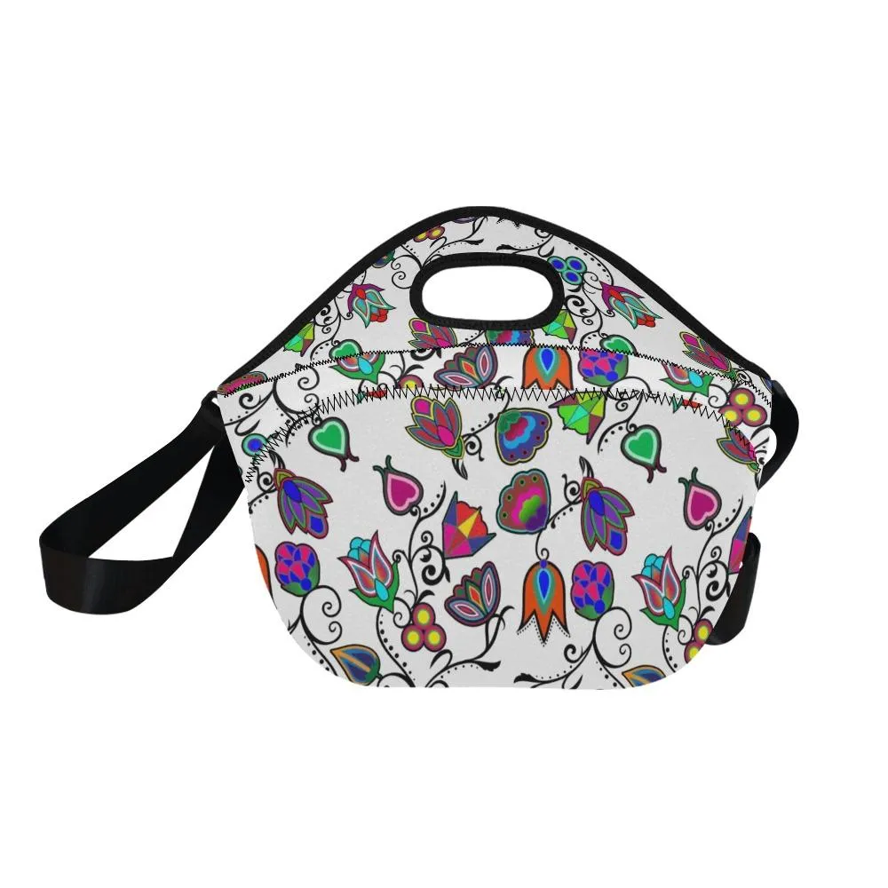 Indigenous Paisley White Neoprene Lunch Bag/Large