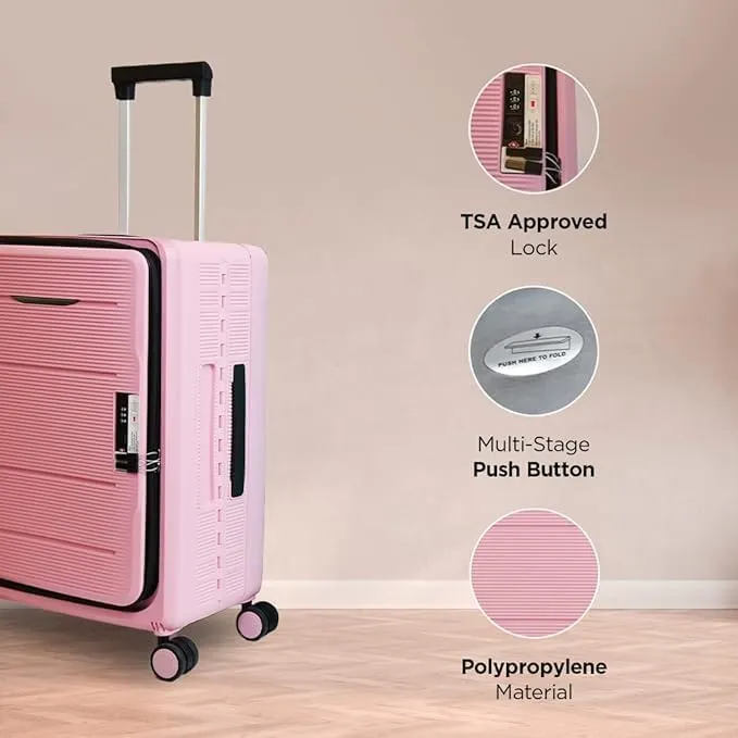 Kuber Industries Luggage Bag | Trolley Bags for Travel | Collapsible Luggage Bag | Travelling Bag | Trolley Bags for Suitcase | Lightweight Luggage Bag | 20 Inch | Pack of 2 | Rose Pink