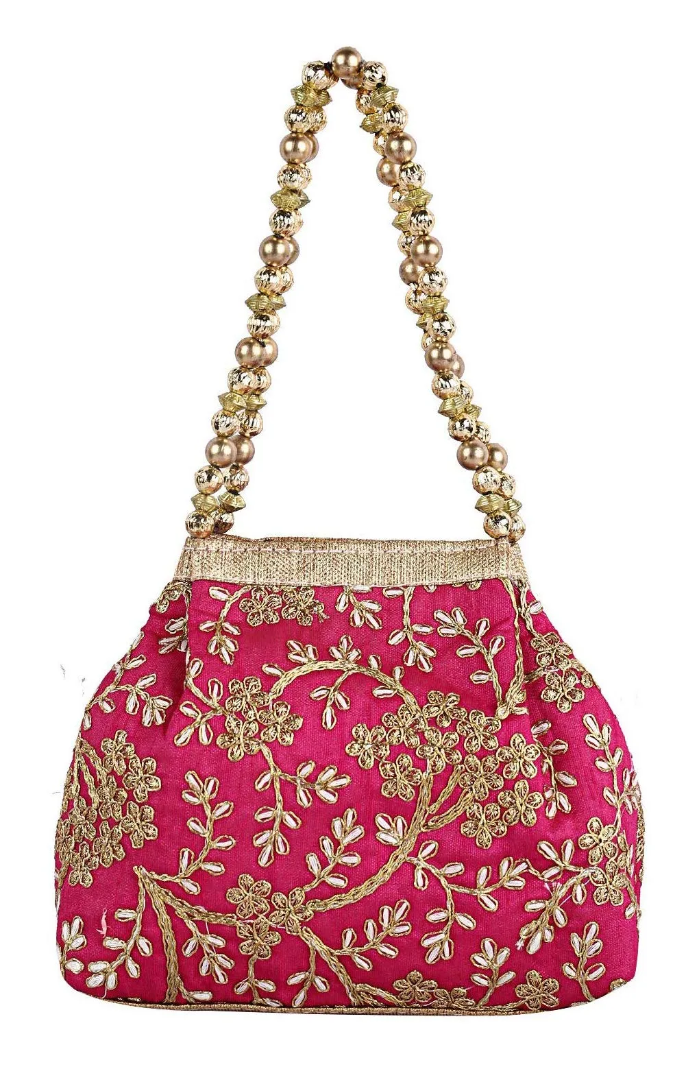 Kuber Industries Polyester Embroidered Woman Potli Bag, Pink - CTKTC31390