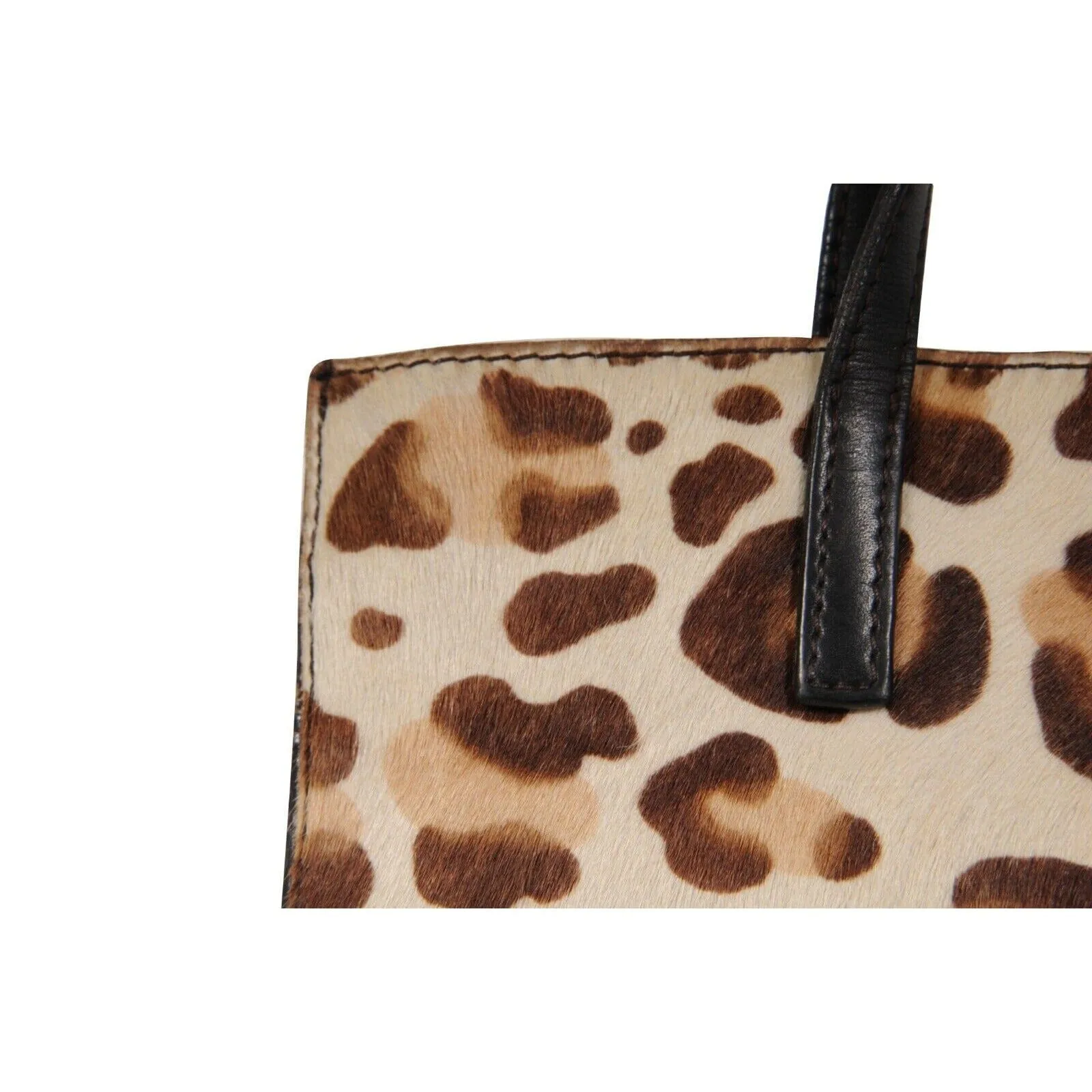 Leopard Print Pony Hair Shoulder Tote Bag