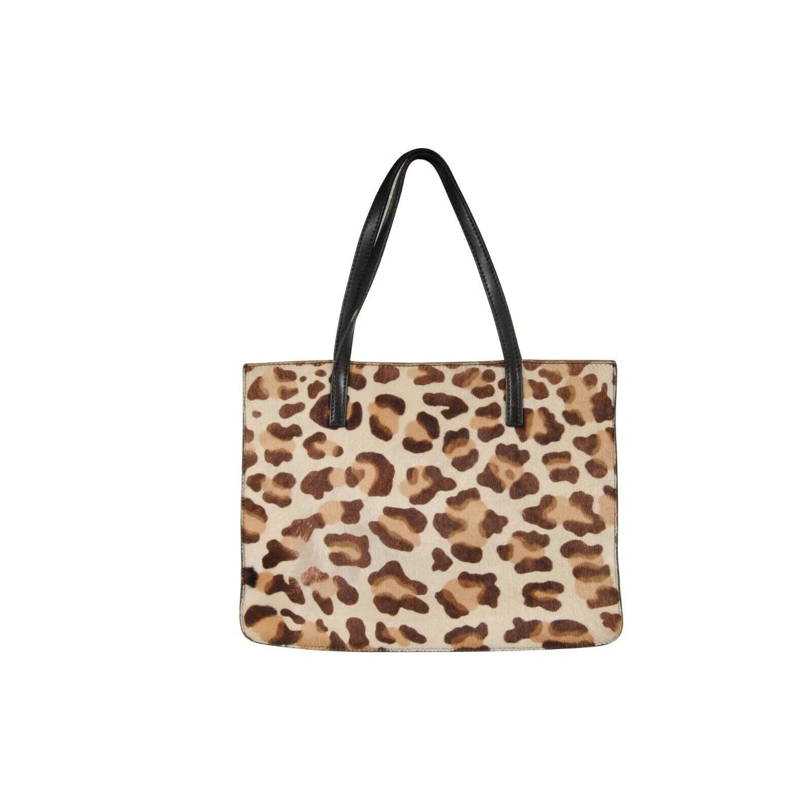 Leopard Print Pony Hair Shoulder Tote Bag