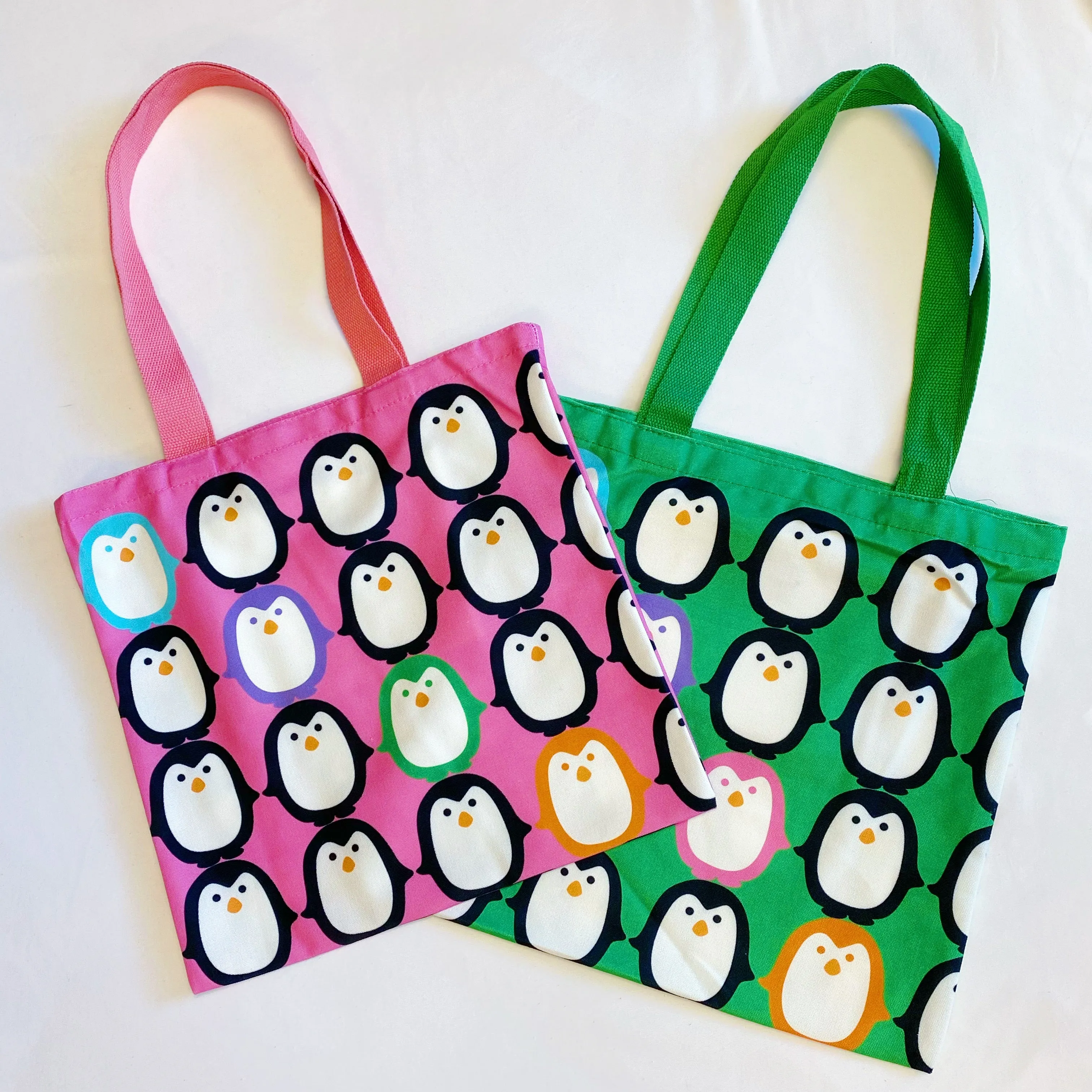 Let’s Hold Hands Penguin Canvas Tote