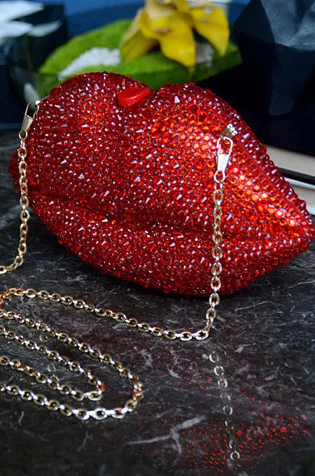 “Lip Lock” Rhinestone Bag