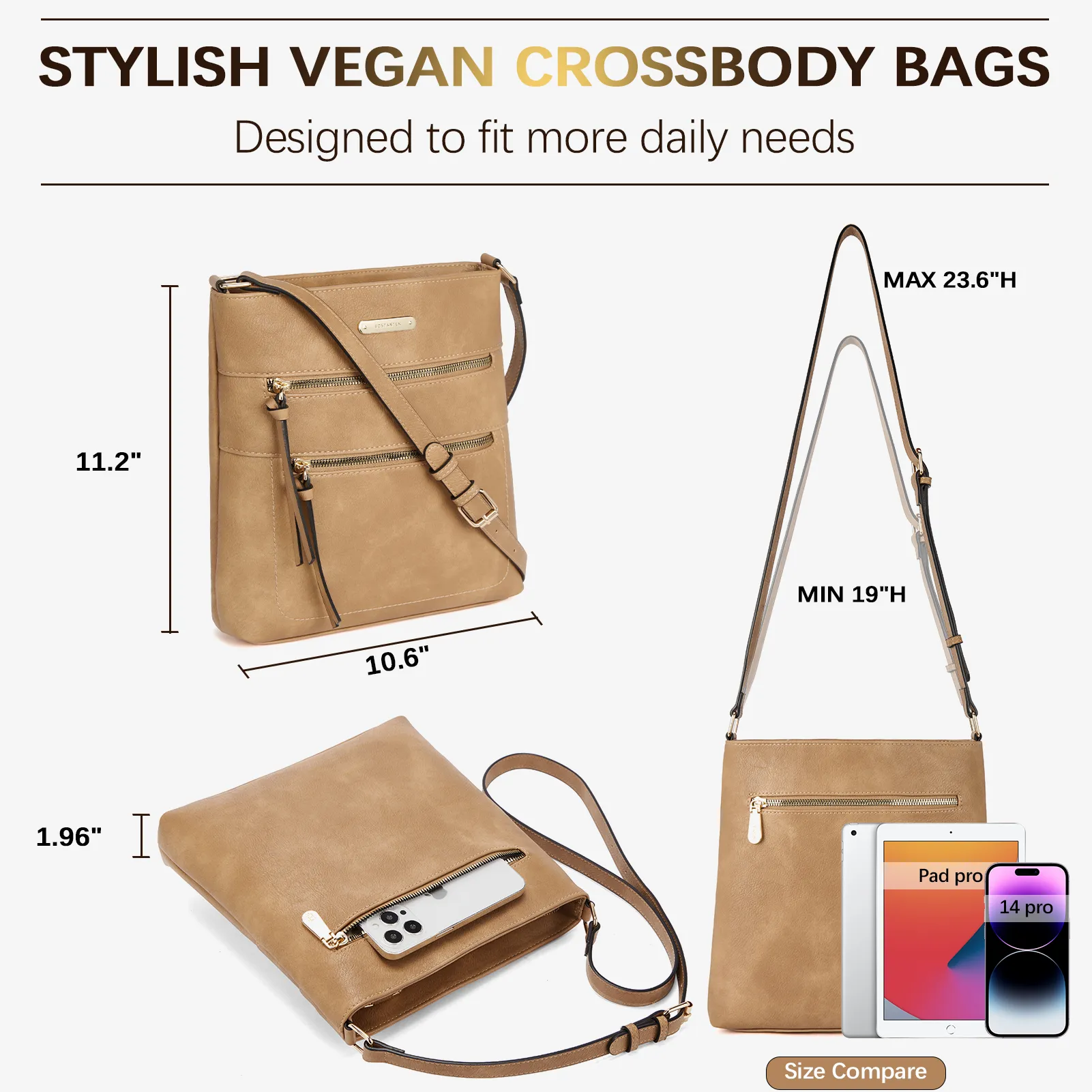 Lotty Chic and Versatile Vegan Leather Casual Satchel Bag - Crossbody Shoulder Bag Purse