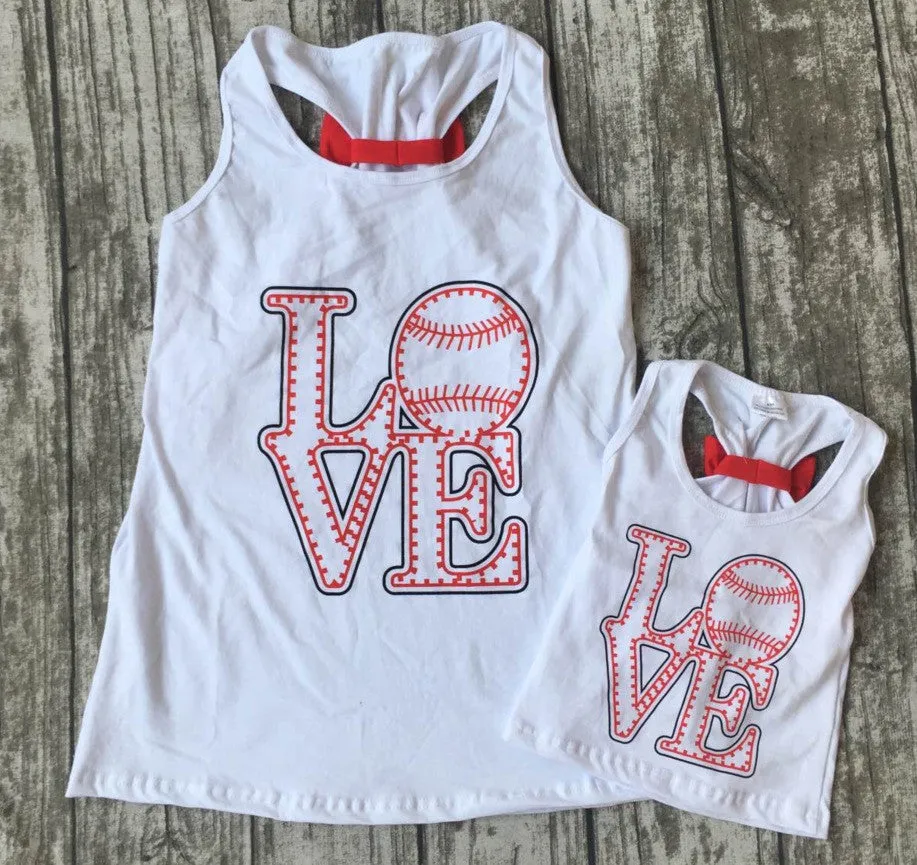 LOVE Baseball Back Bow Mommy and Me Top