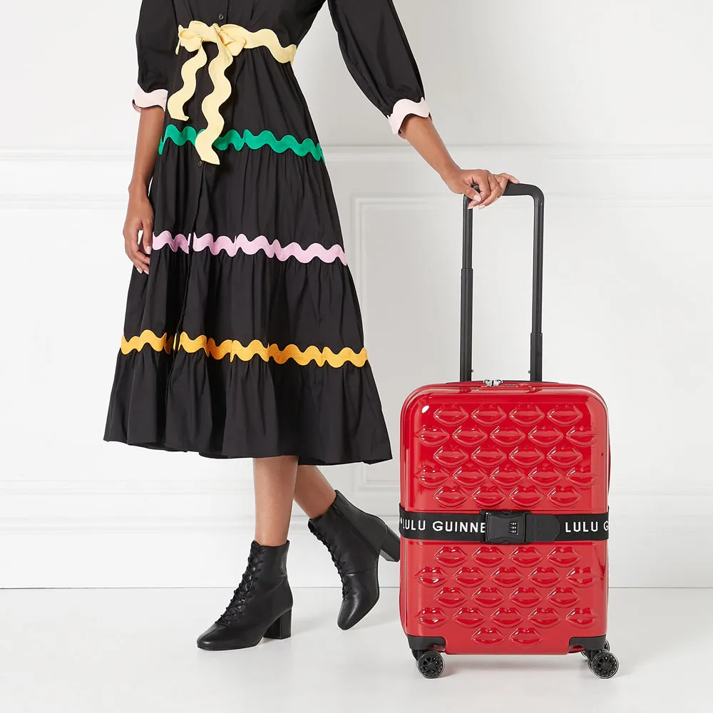 LULU RED LULU LIPS CABIN SPINNER CASE AND LUGGAGE BELT