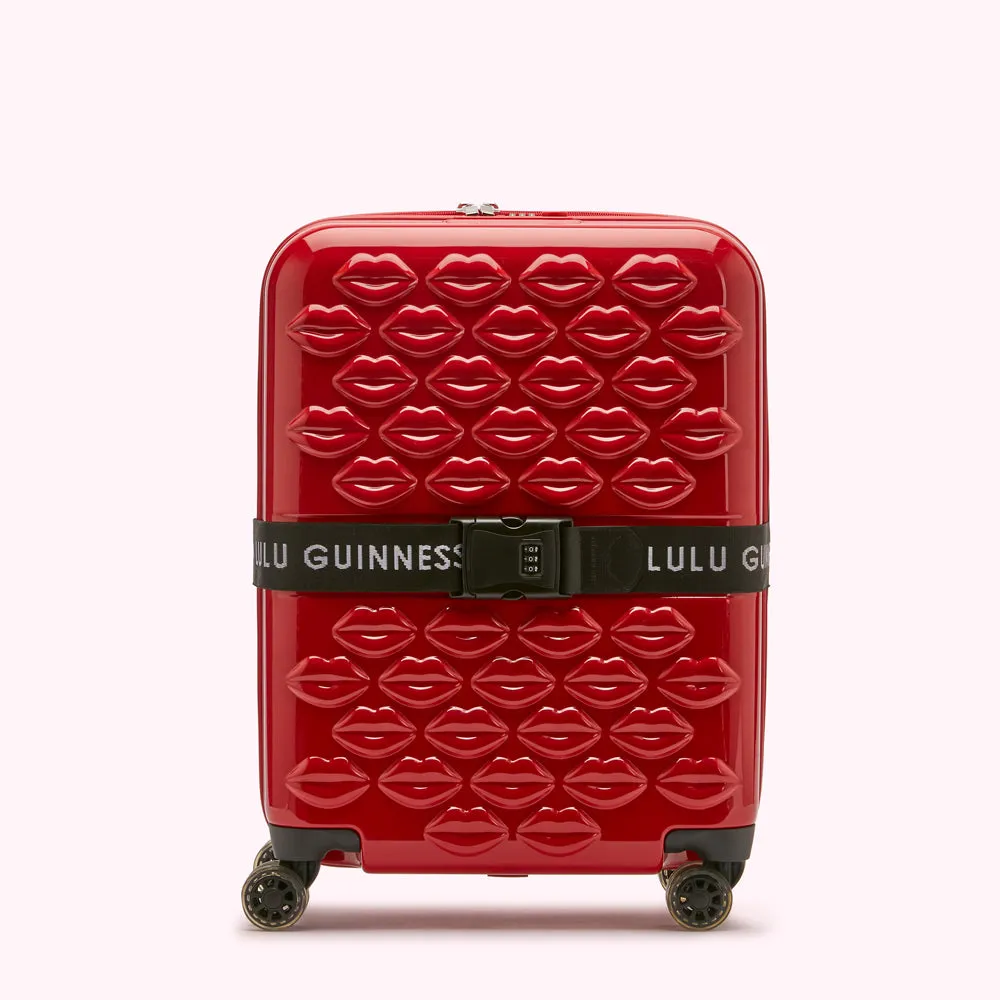 LULU RED LULU LIPS CABIN SPINNER CASE AND LUGGAGE BELT