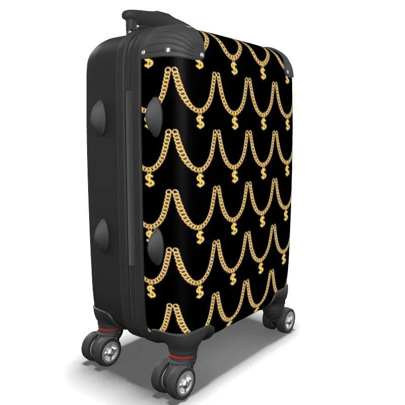 Luxe Gold Chain Pattern Suitcase