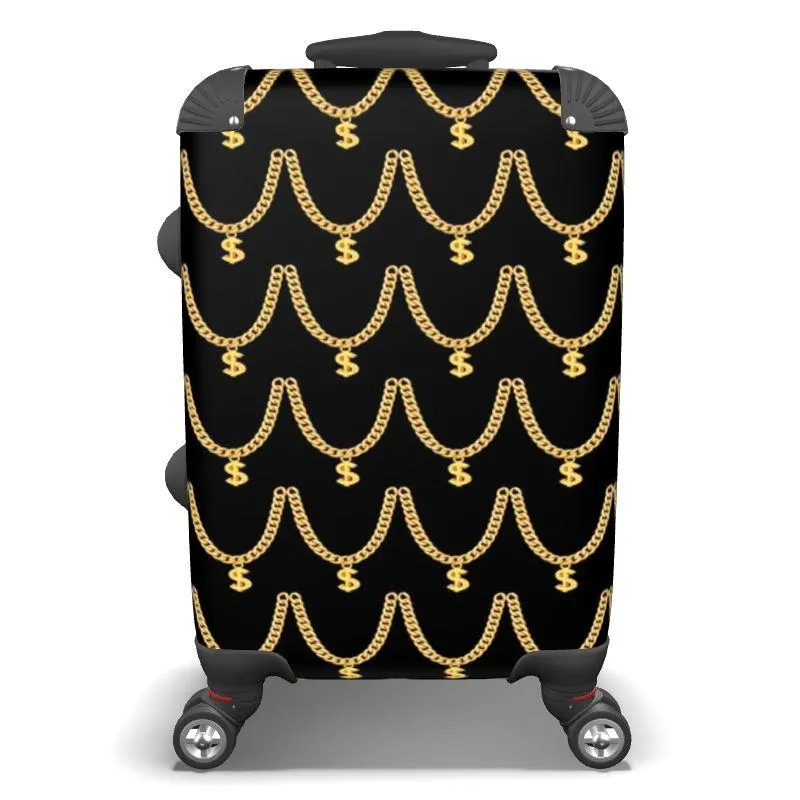 Luxe Gold Chain Pattern Suitcase