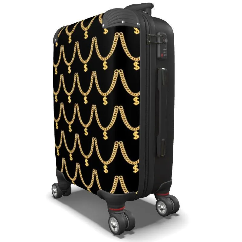 Luxe Gold Chain Pattern Suitcase