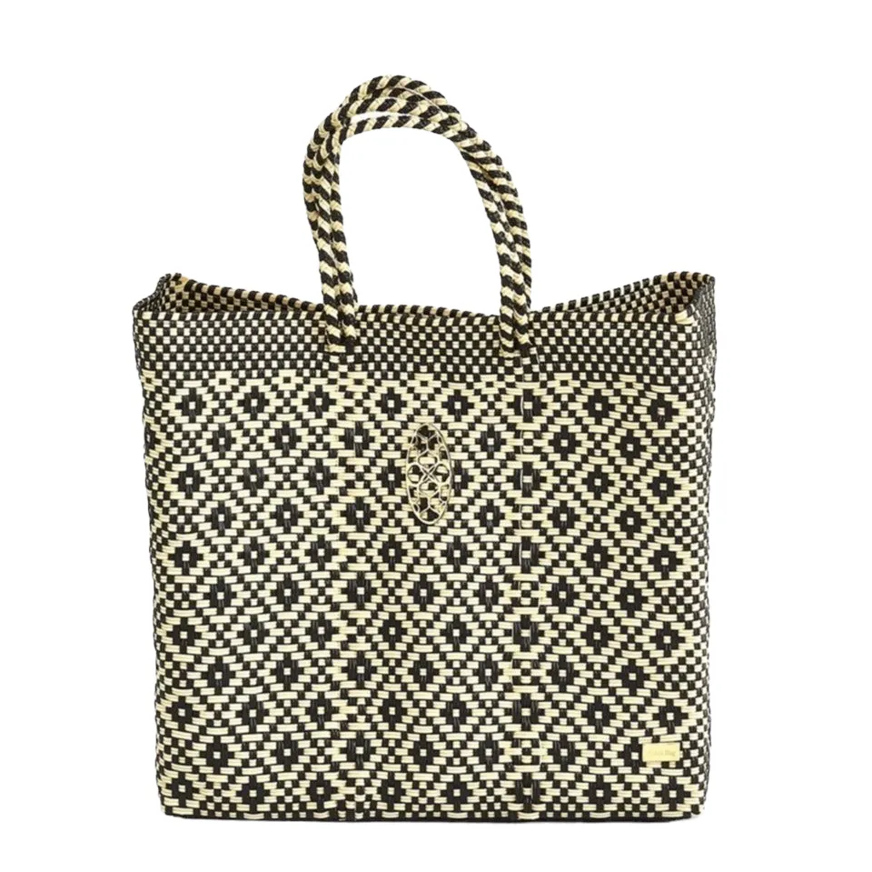 MEDIUM BLACK BEIGE AZTEC TOTE BAG