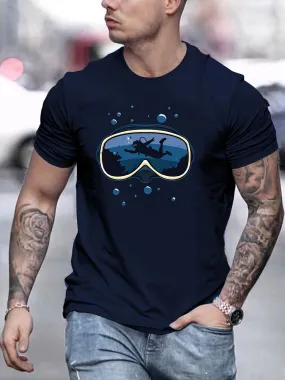 Men scuba diving T-Shirt | Diving Print Casual Short Sleeve