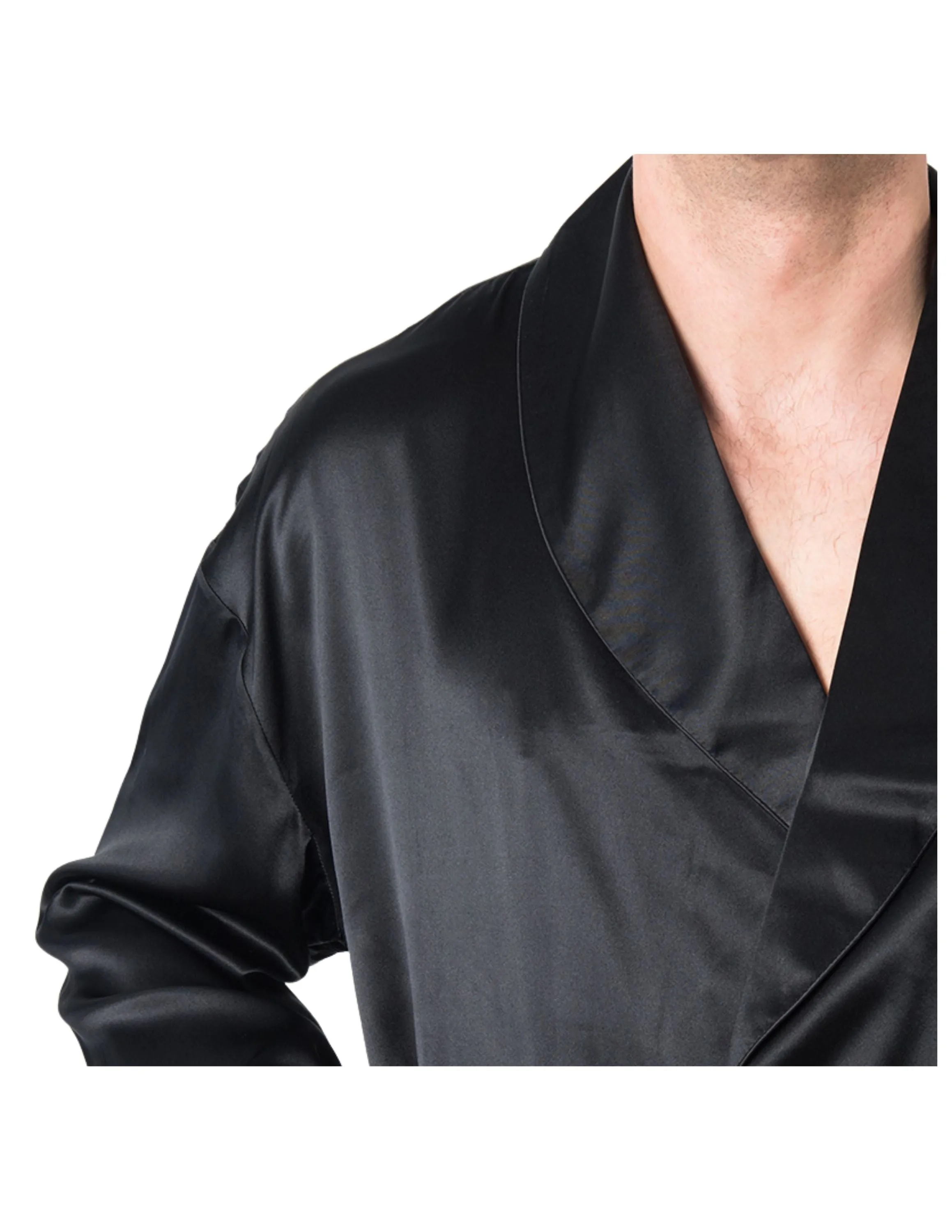 Men's Black Mulberry Silk Robe