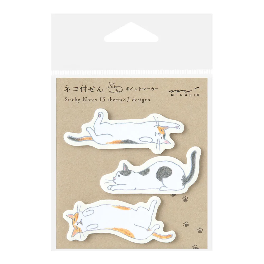 Midori Sticky Notes Point - Cat Stretching Out