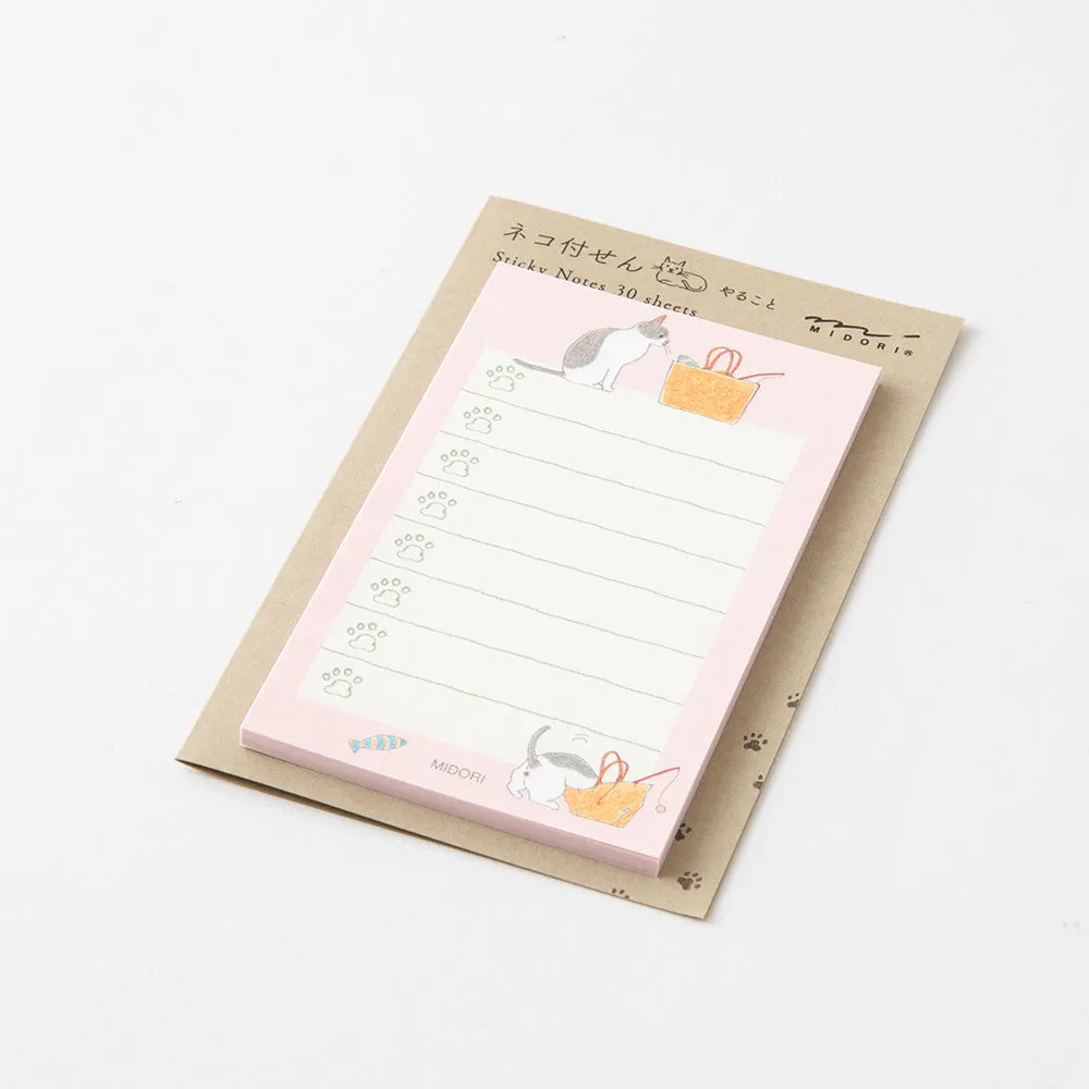 Midori Sticky Notes To Do - Cat Pink